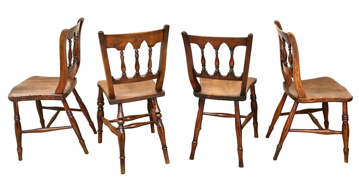19th Century Set Of 8 Kitchen Dining Chairs