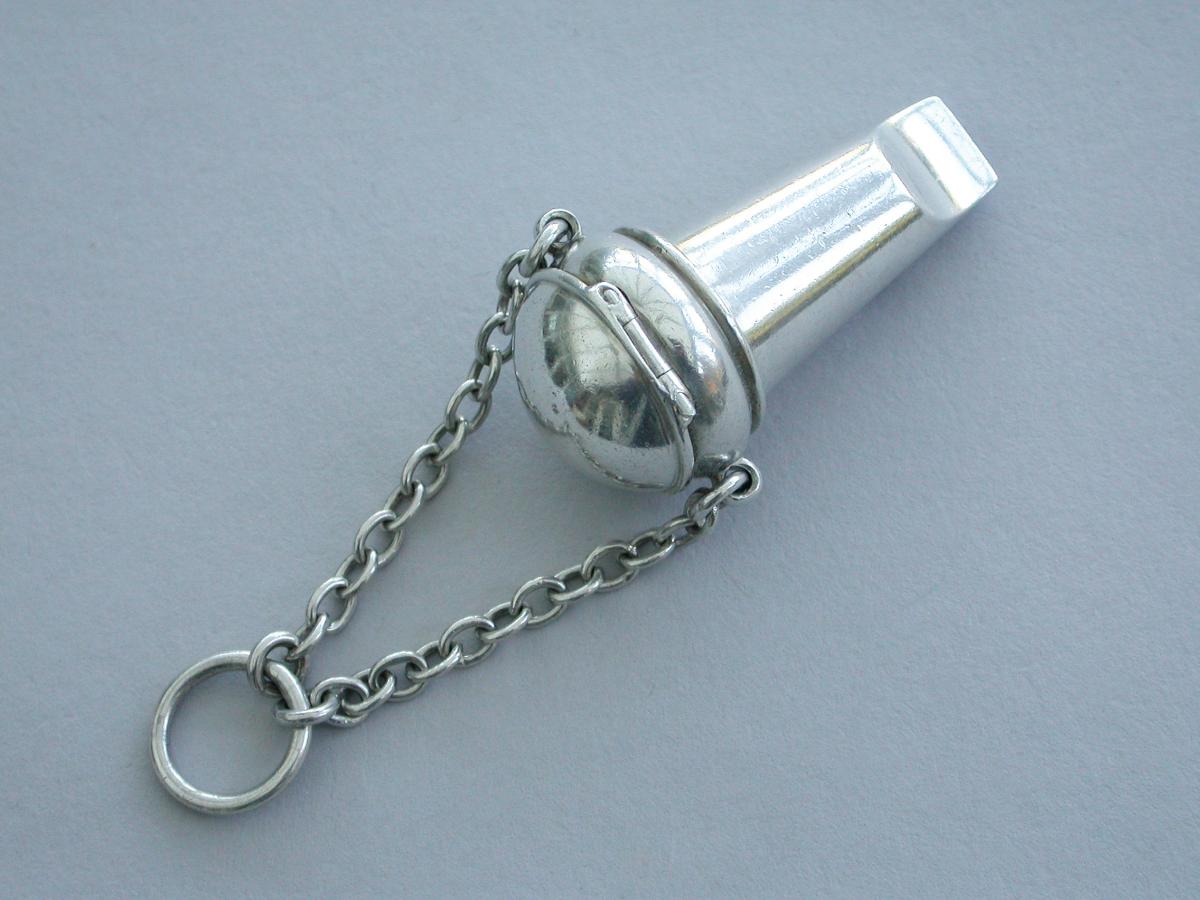 Victorian Silver Combined Whistle and Vinaigrette