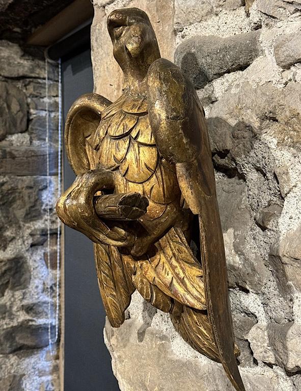Late 16th Century Carved and Gilded Oak Eagle Sculpture