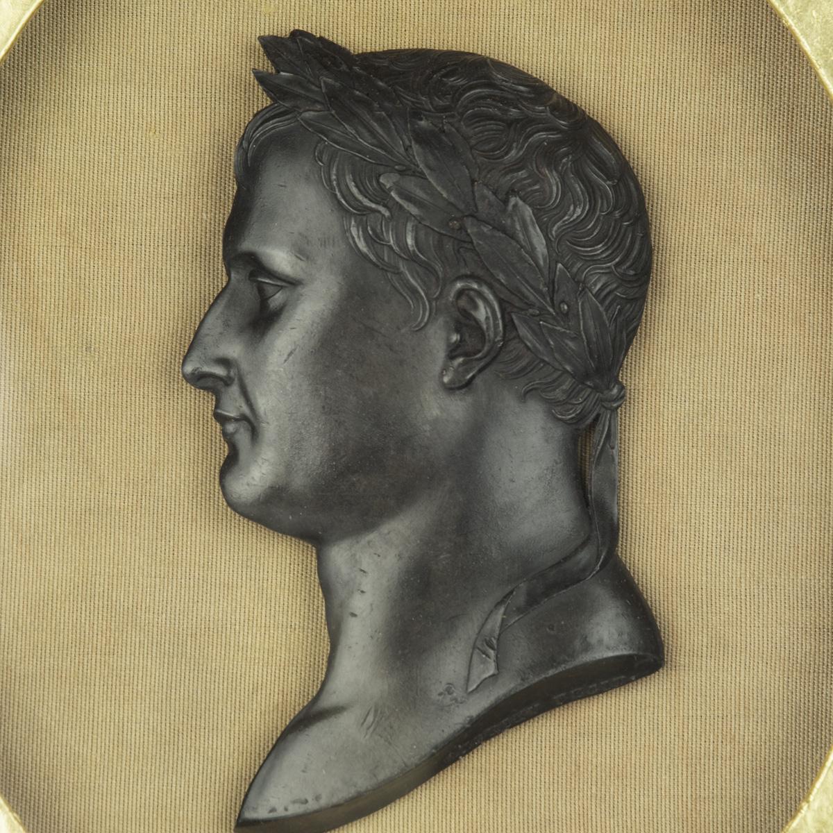 A bronze portrait of Emperor Napoleon Bonaparte, by Andrieu