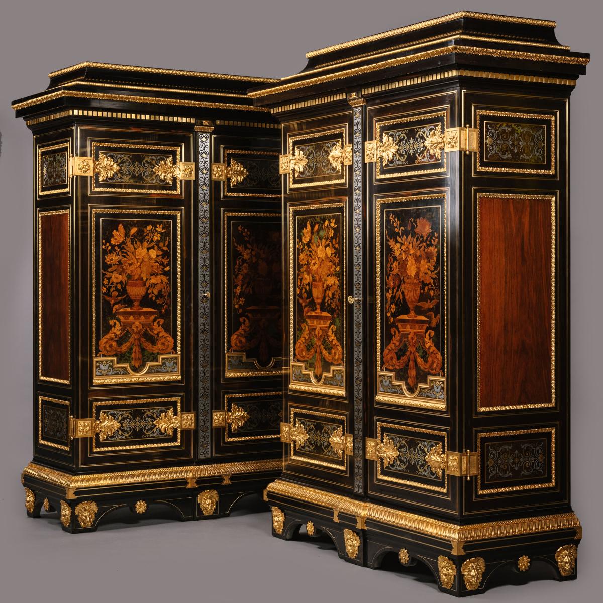 Marquetry Armoires After The Celebrated Model by André-Charles Boulle