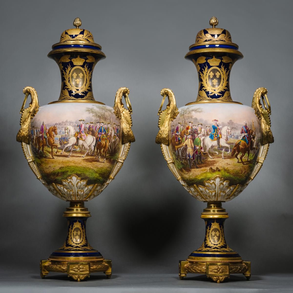 Sèvres-Style Porcelain Vases and Covers