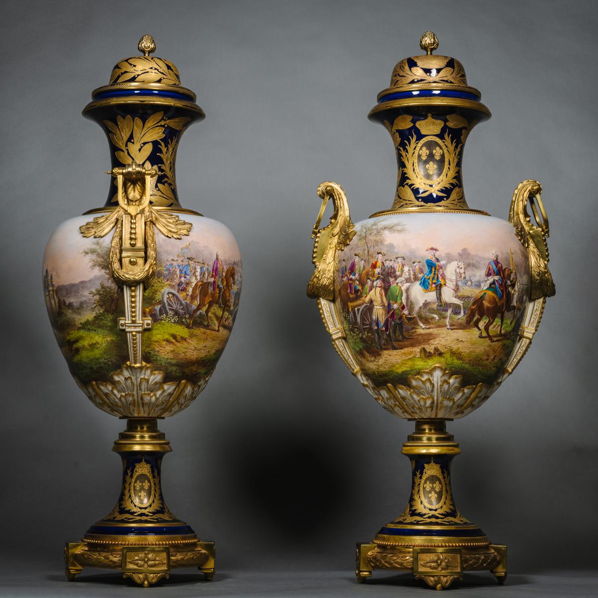 Sèvres-Style Porcelain Vases and Covers