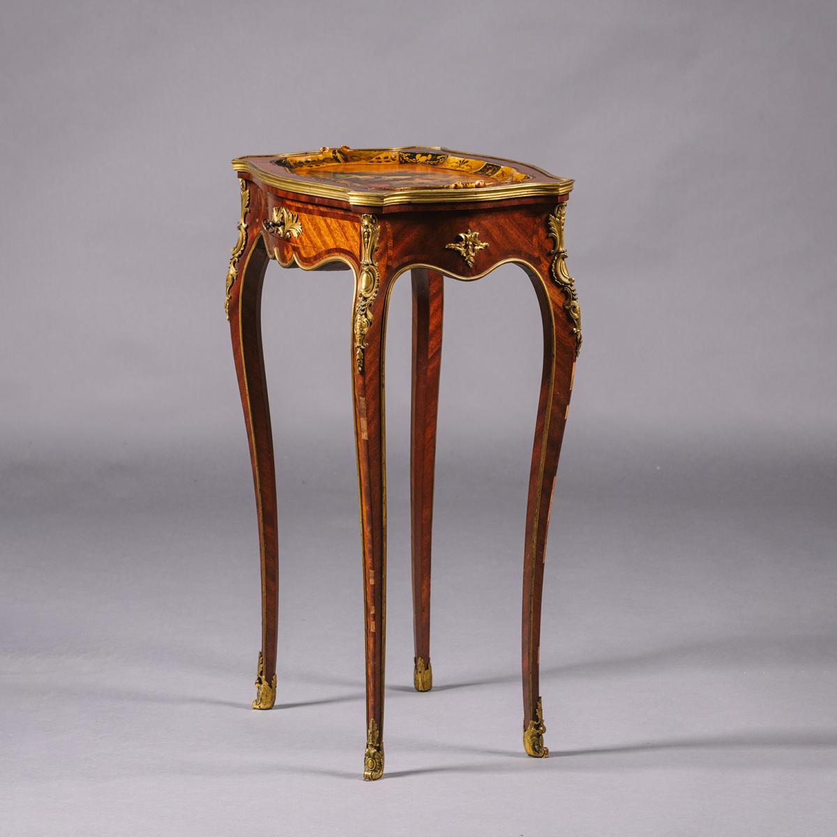 Louis XV Style Lacquered Tray-Top Table, by Henry Dasson