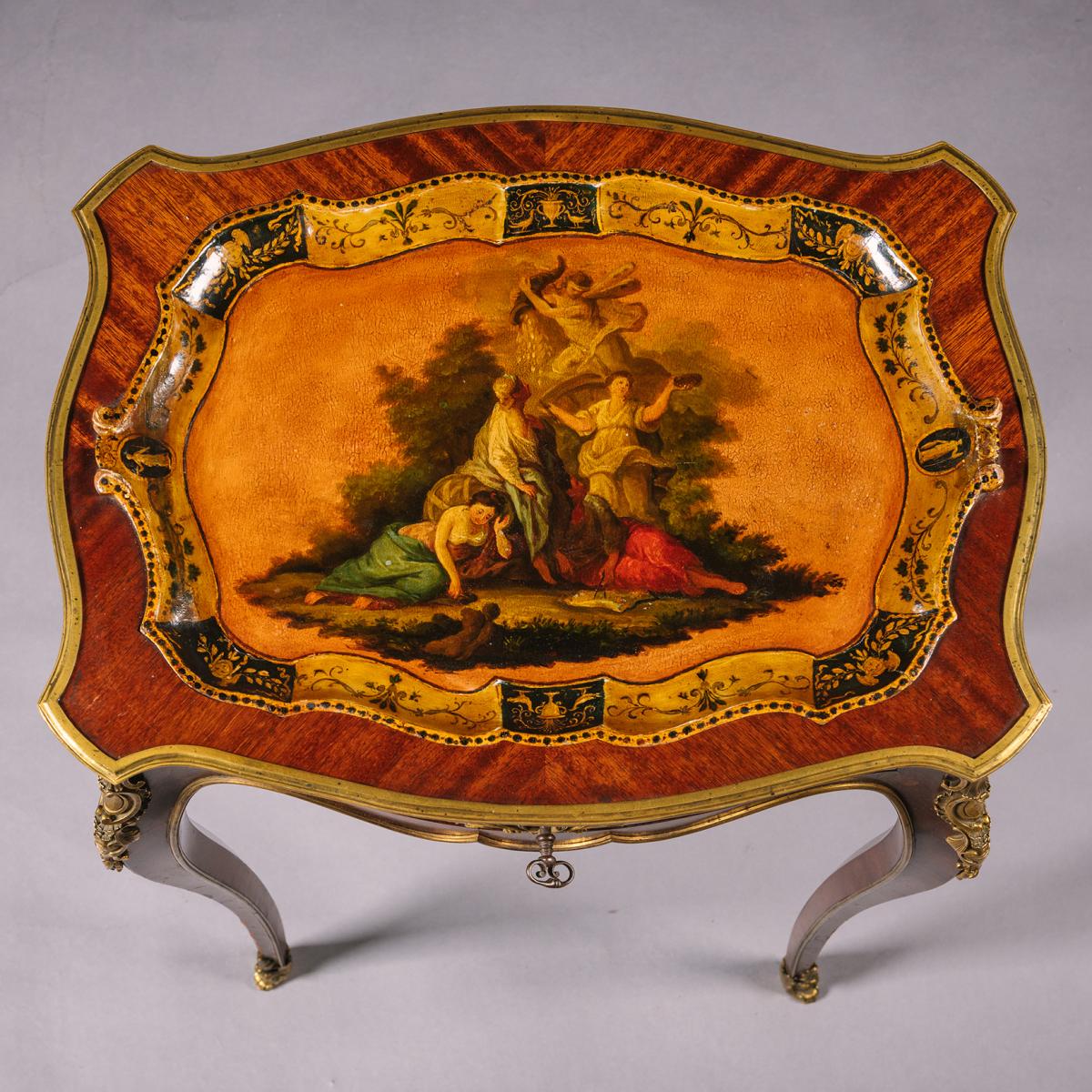 Louis XV Style Lacquered Tray-Top Table, by Henry Dasson