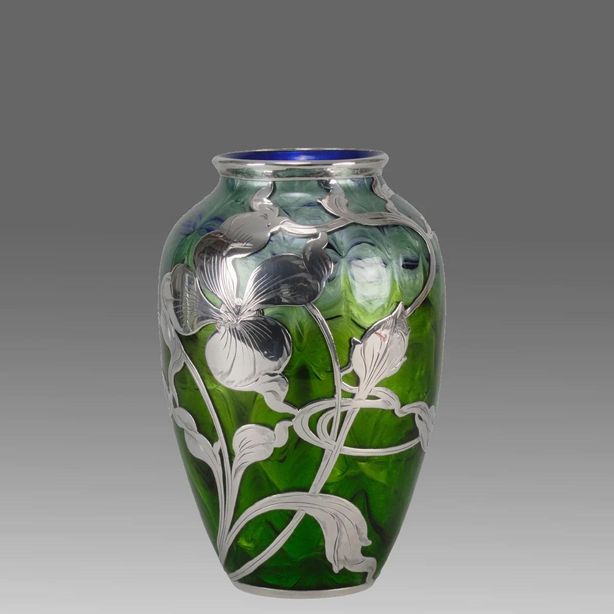 Early 20th Century Art Nouveau Silvered Vase by Johann Loetz