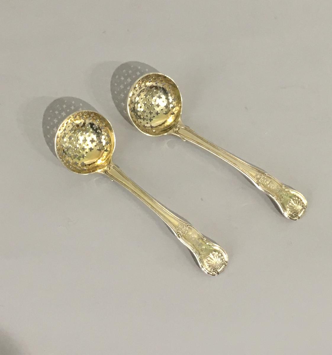 Pair of Silver Gilt Sifter Spoons. William Eley & William Fearn. London 1806