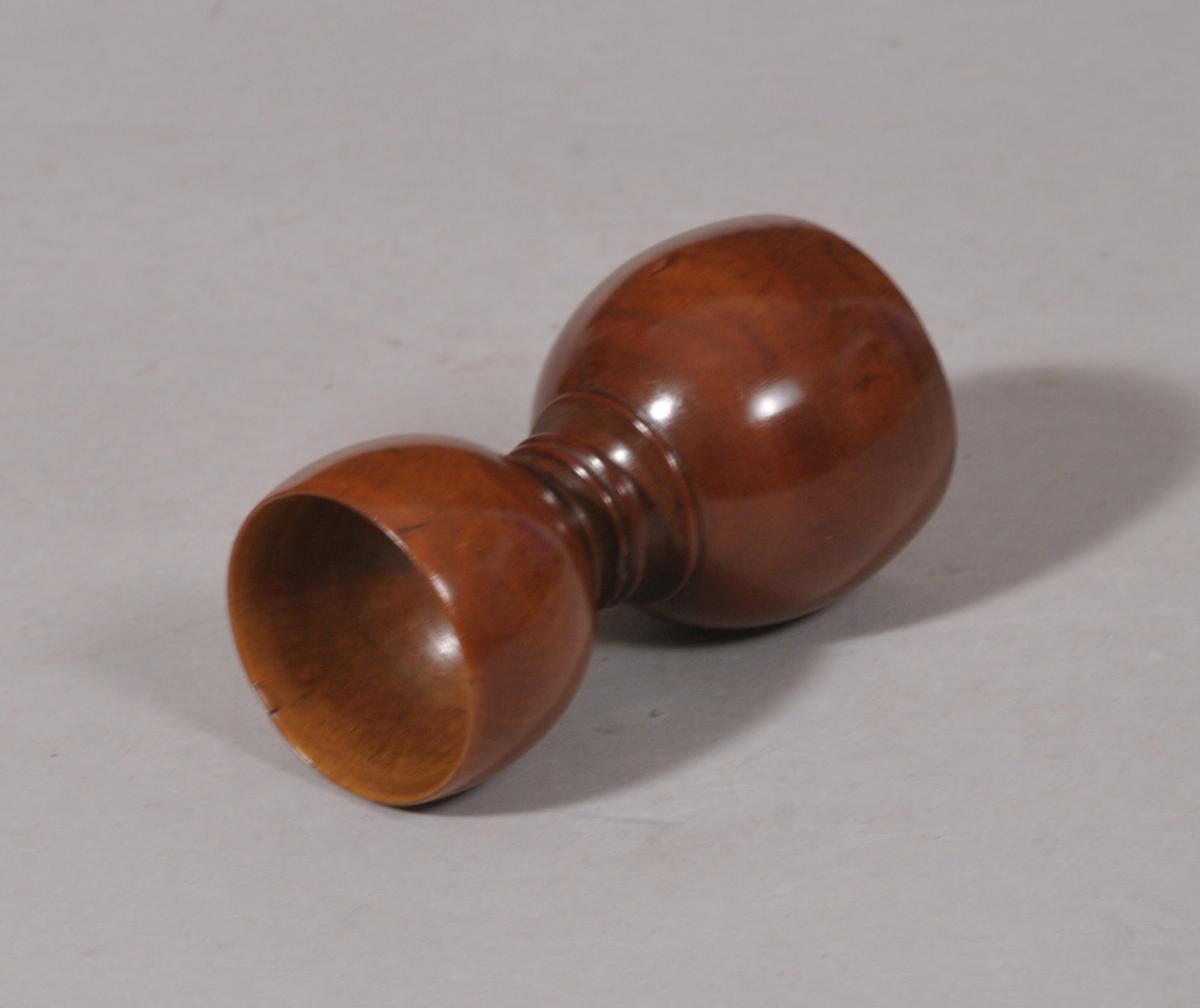 S/5833 Antique Treen 19th Century Small Boxwood Apothecary's Double Measure