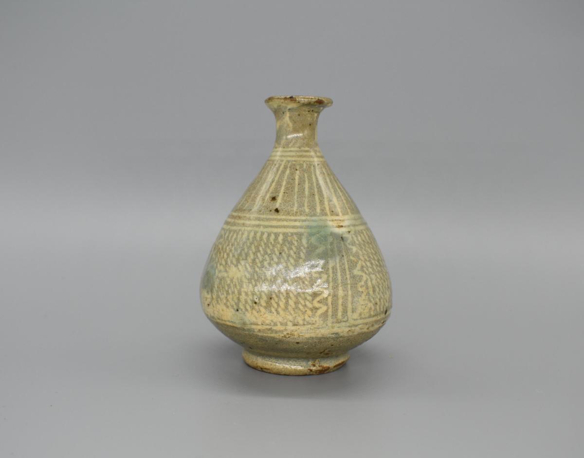 Mishima Type Stoneware Sake Bottle