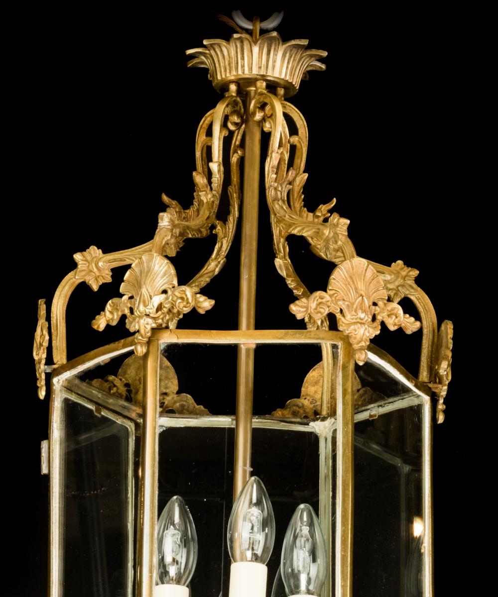 Antique Neo-Classical Brass Lantern