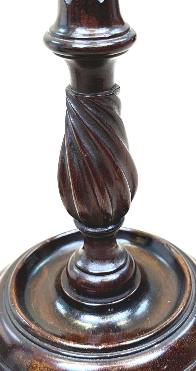 Late 19th Century Mahogany and Brass Candlesticks