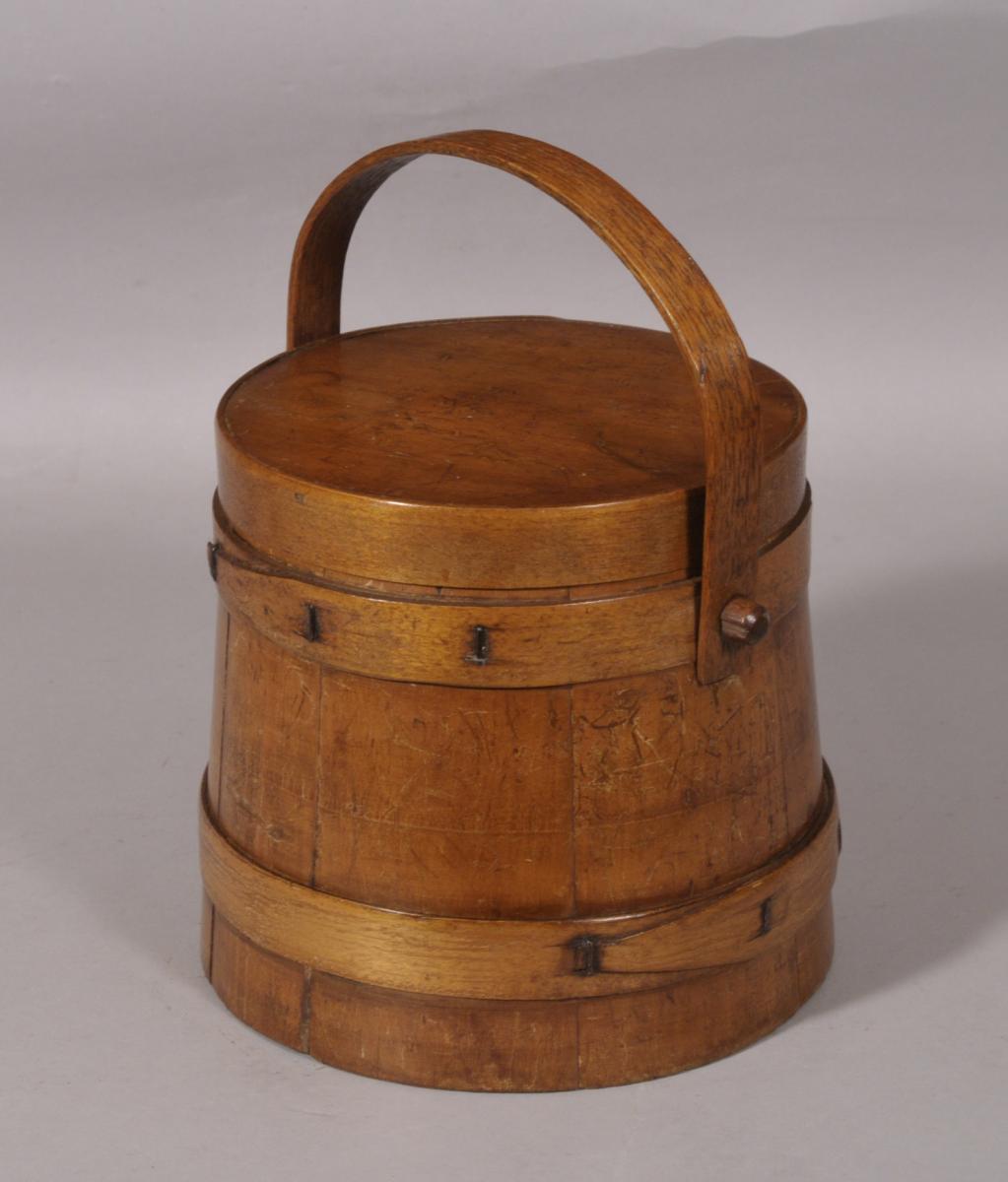 S/5883 Antique Treen 19th Century Pine Flour Barrel
