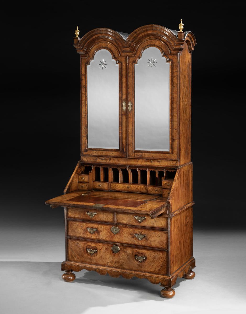 George I Walnut Bureau Bookcase