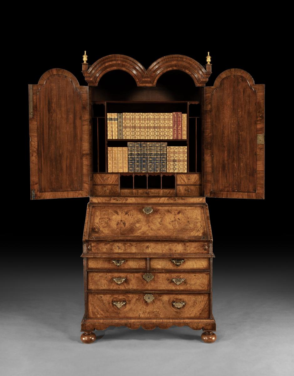 George I Walnut Bureau Bookcase