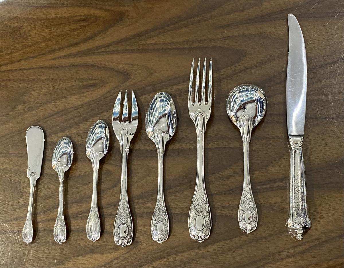 Puiforcat Elysee pattern silver cutlery flatware