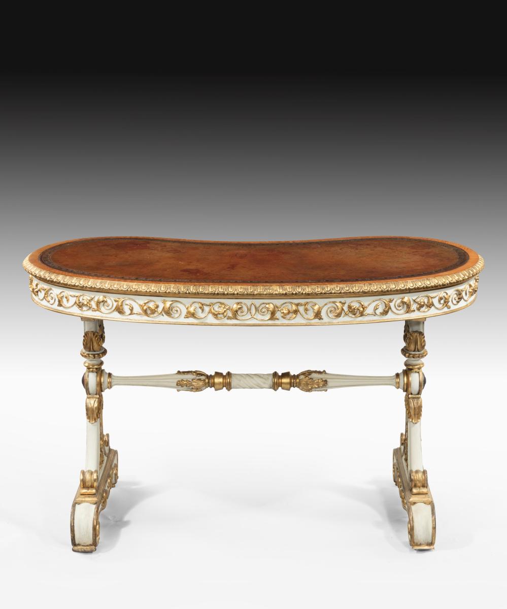 William IV Writing Table With Carved Giltwood And Ivory Paintwork