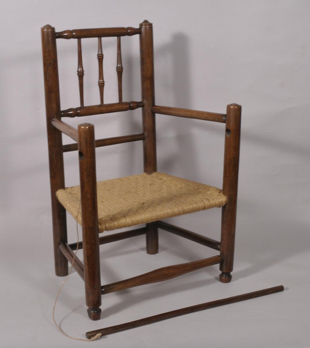 S/5870 Antique Early 19th Century Cherry Wood Child's Armchair