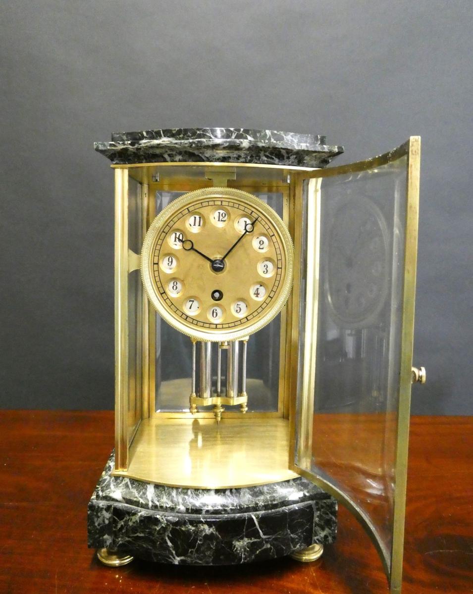 French 24 Hour Four Glass Mantel Clock