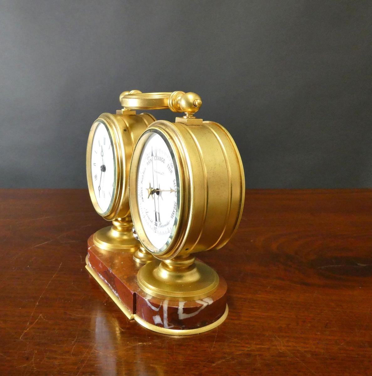 Edwardian Clock / Barometer/ Thermometer Desk Set