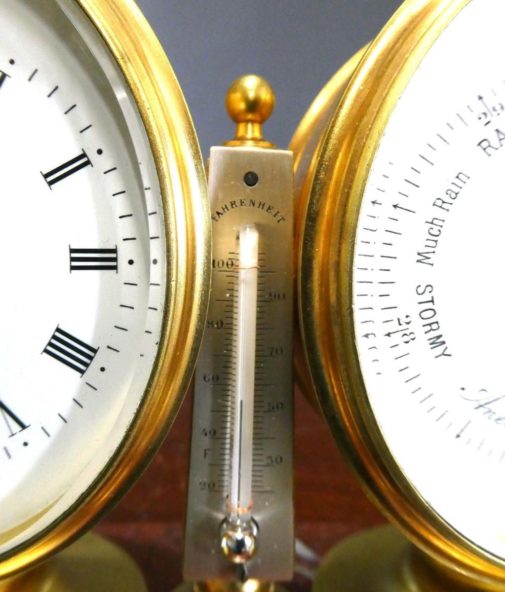 Edwardian Clock / Barometer/ Thermometer Desk Set