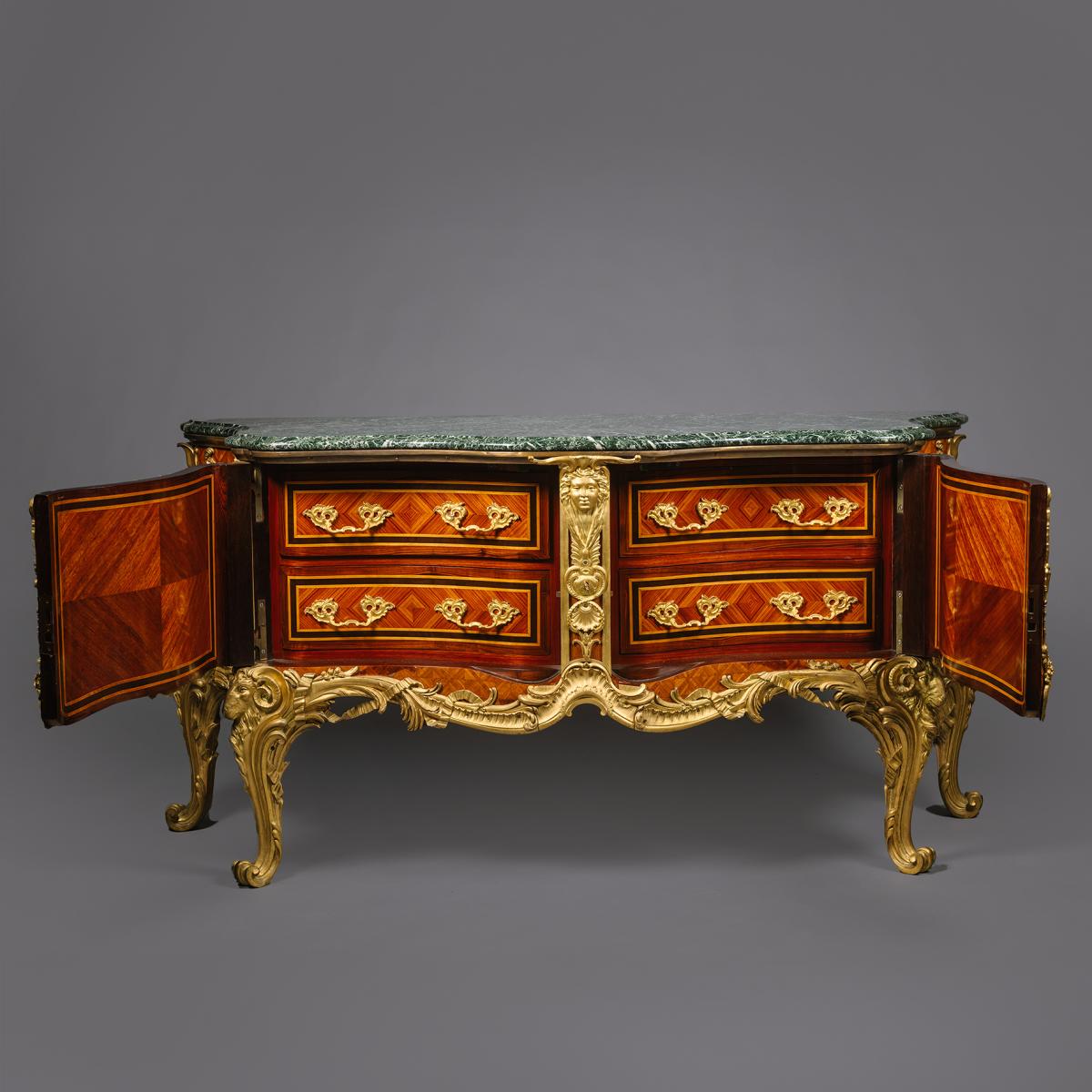 Magnificent Gilt-Bronze Mounted Parquetry Commode