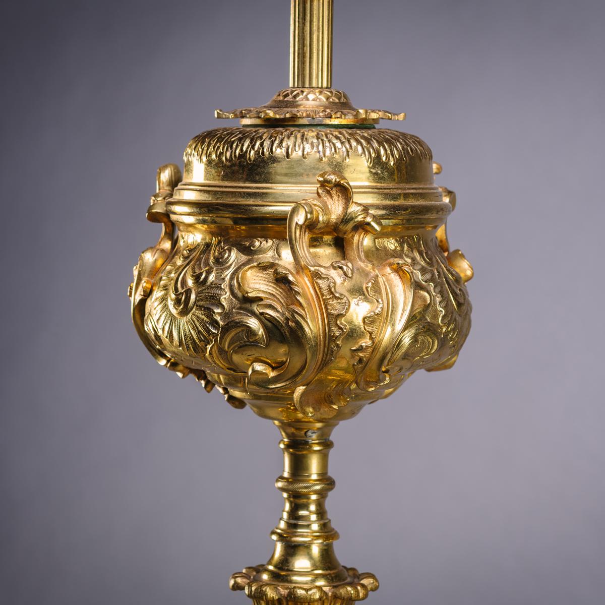 Edwardian Gilt-Bronze Standard Lamp Tier Table