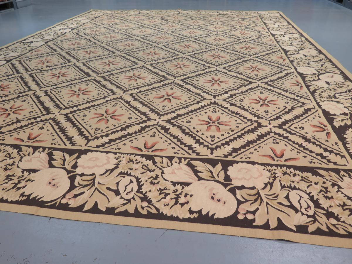 Handwoven Modern Aubusson Carpet of Savonnerie Design
