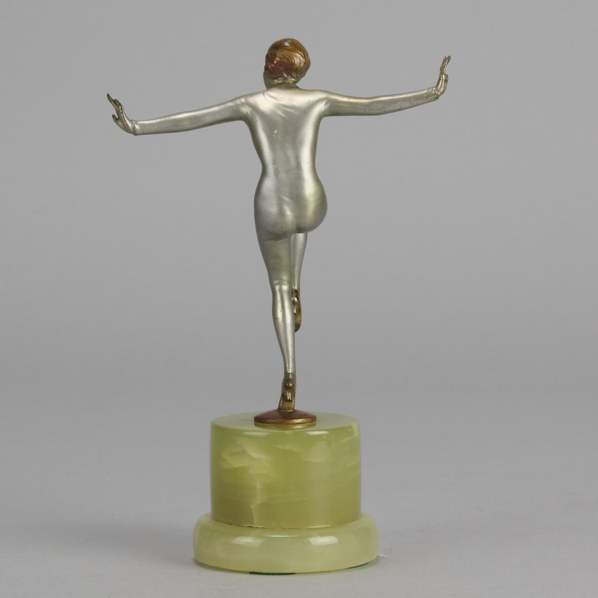 Art Deco Cold Painted Bronze Figure "Arms Out" by Josef Lorenzl 