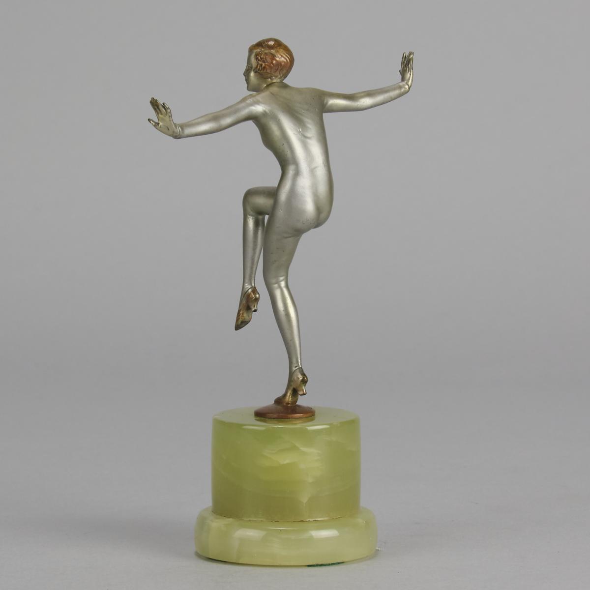 Art Deco Cold Painted Bronze Figure "Arms Out" by Josef Lorenzl 