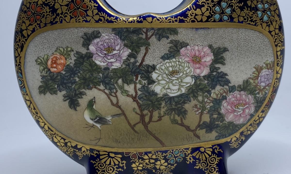 Satsuma pottery basket, Kinkozan, Meiji Period