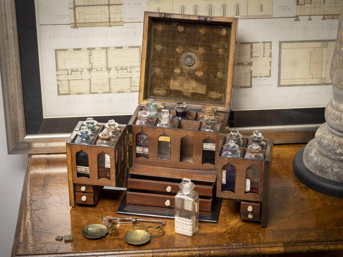 Apothecary box in a decorative setting