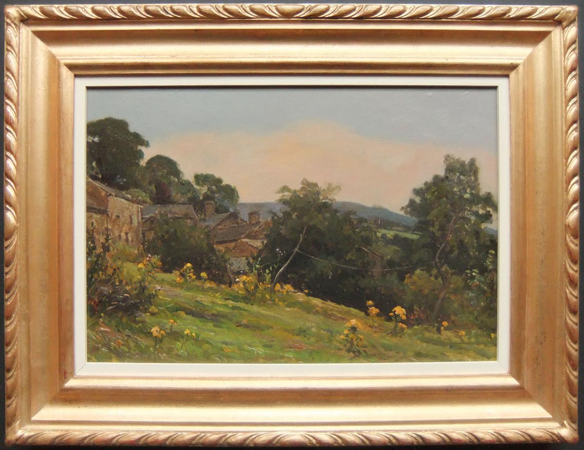 Ernest Higgins Rigg "Low Row, A View of the Garden in Spring" oil painting