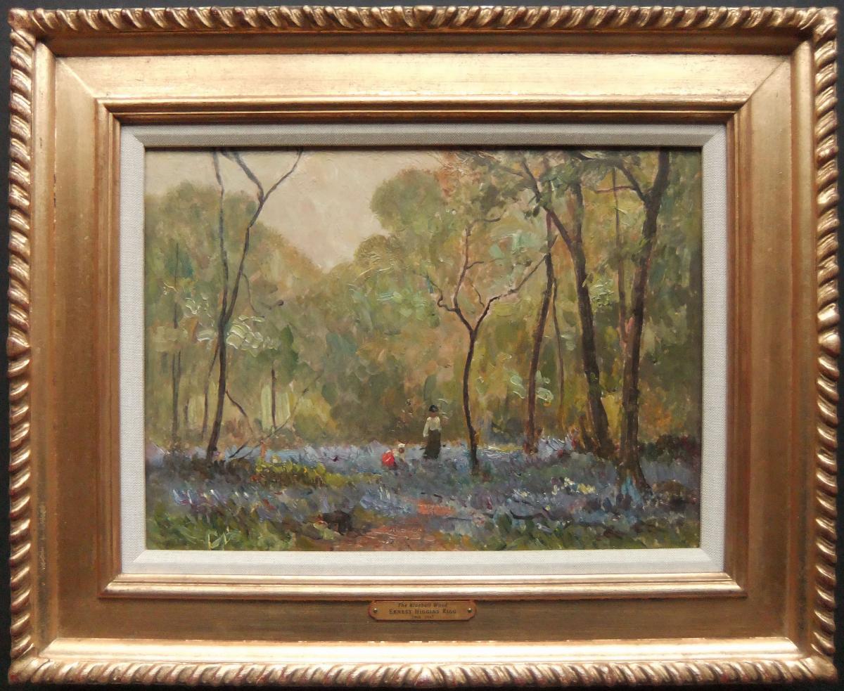 Ernest Higgins Rigg "The Bluebell Wood, Shipley Glen" oil painting