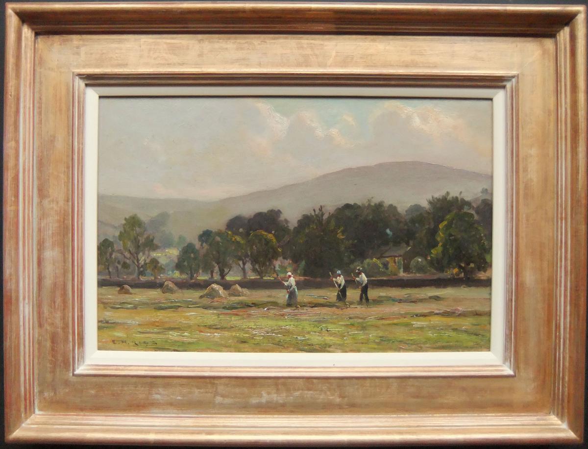 Ernest Higgins Rigg "Haymaking in Swaledale" oil painting