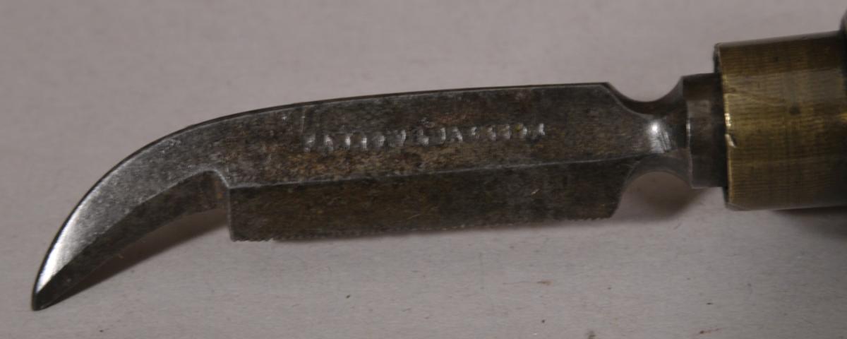 S/5932 Antique Treen Mid 19th Century Champagne Knife and Brush