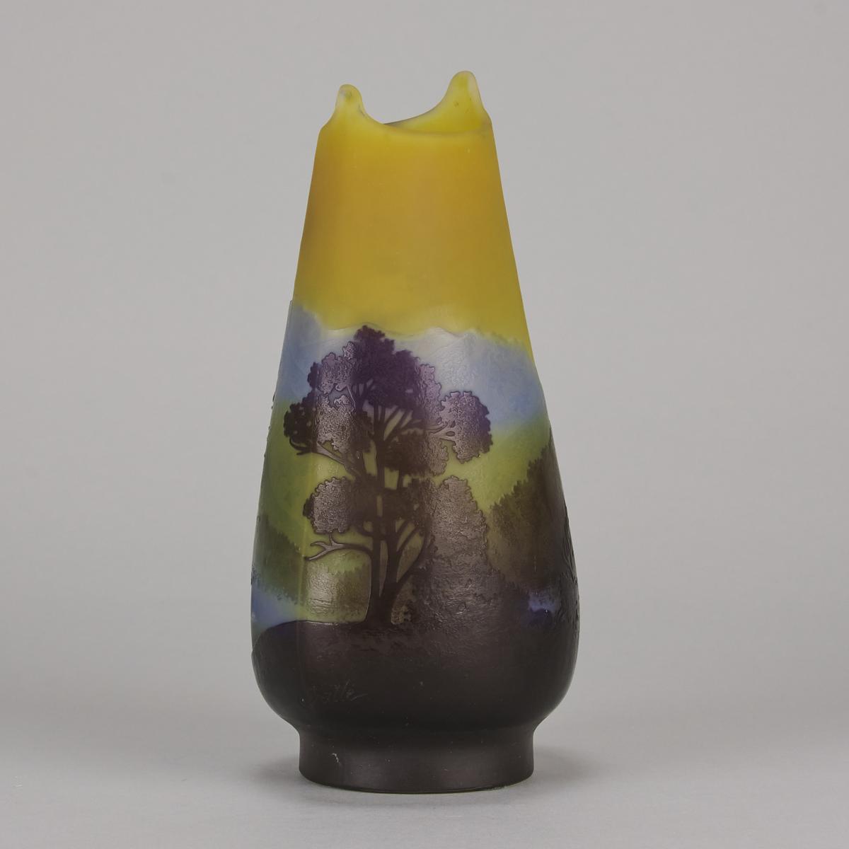 Early 20th Century Art Nouveau Glass Vase "Landscape Vase" by Emile Gallé