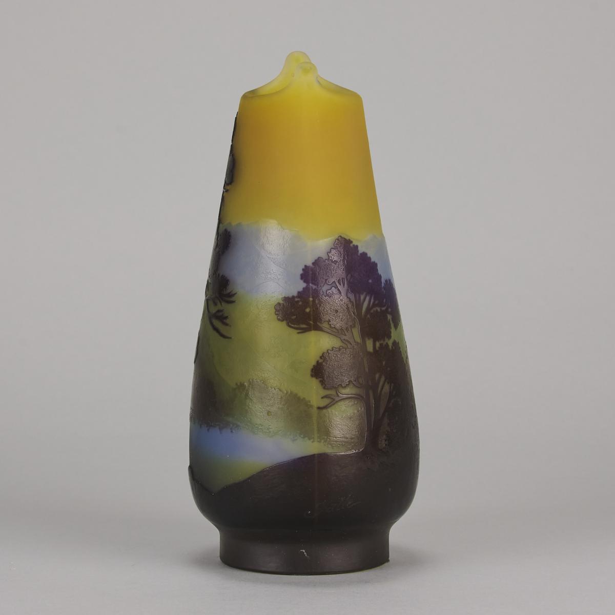 Early 20th Century Art Nouveau Glass Vase "Landscape Vase" by Emile Gallé
