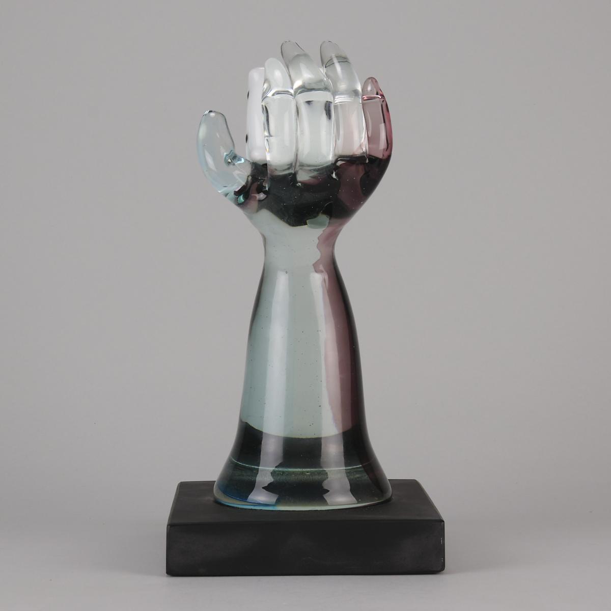 Mid 20th Century Glass Study entitled "Holding Dice" by Stefano Morasso