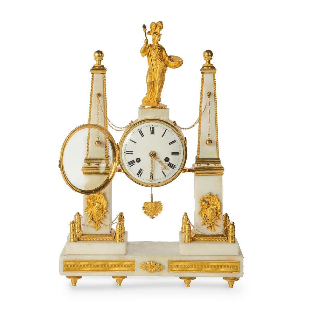 Louis XVI marble and ormolu portico clock