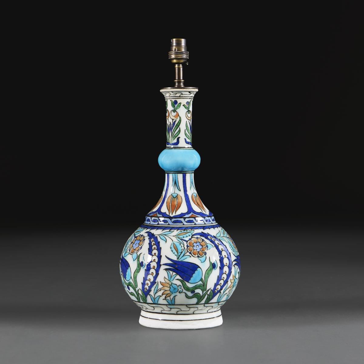 A Samson Iznik-Style Bottle Vase as a Lamp