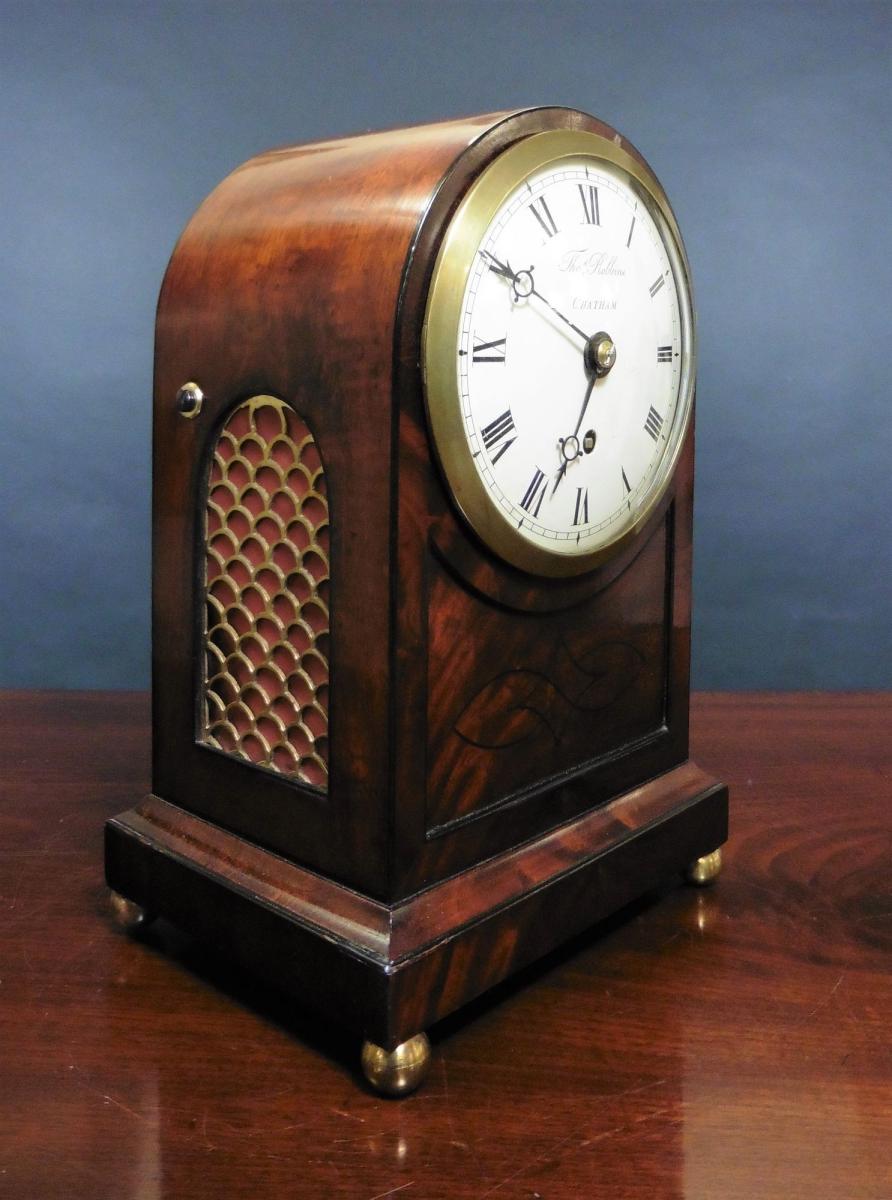 Small Georgian Mahogany Bracket Clock by Thomas Robbins, Chatham