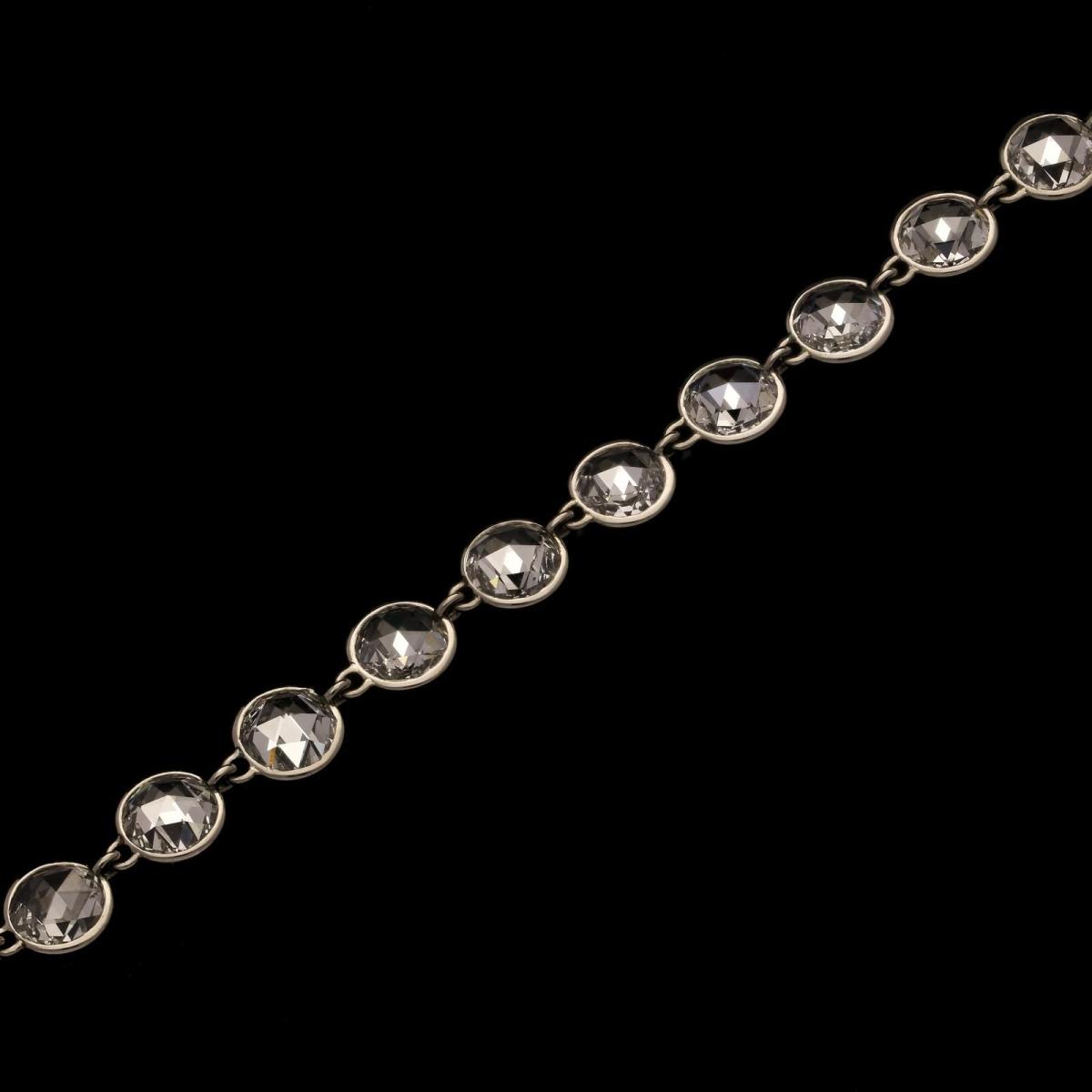 Hancocks 22.40cts Vintage Cut Rose Cut Diamonds in a Platinum Long Necklace