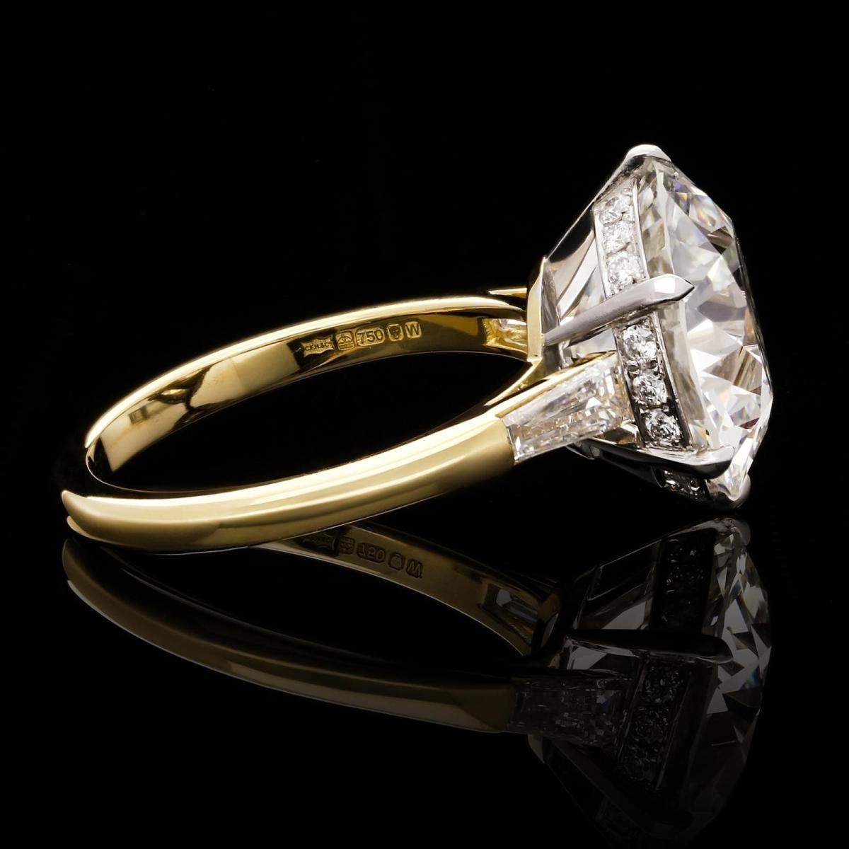 Hancocks 7.09 Carat G VS1 Old European Brilliant Cut Diamond Ring