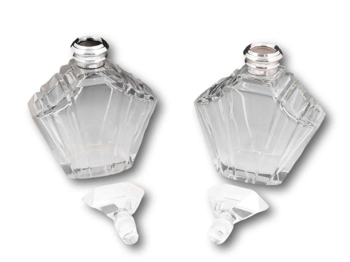 Overview of the Art Deco Decanters with the stoppers removed