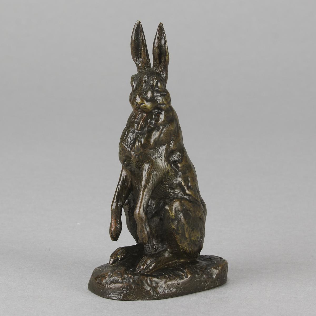 Late 19th Century Animalier Sculpture entitled "Alert Hare" by Alfred Dubucand