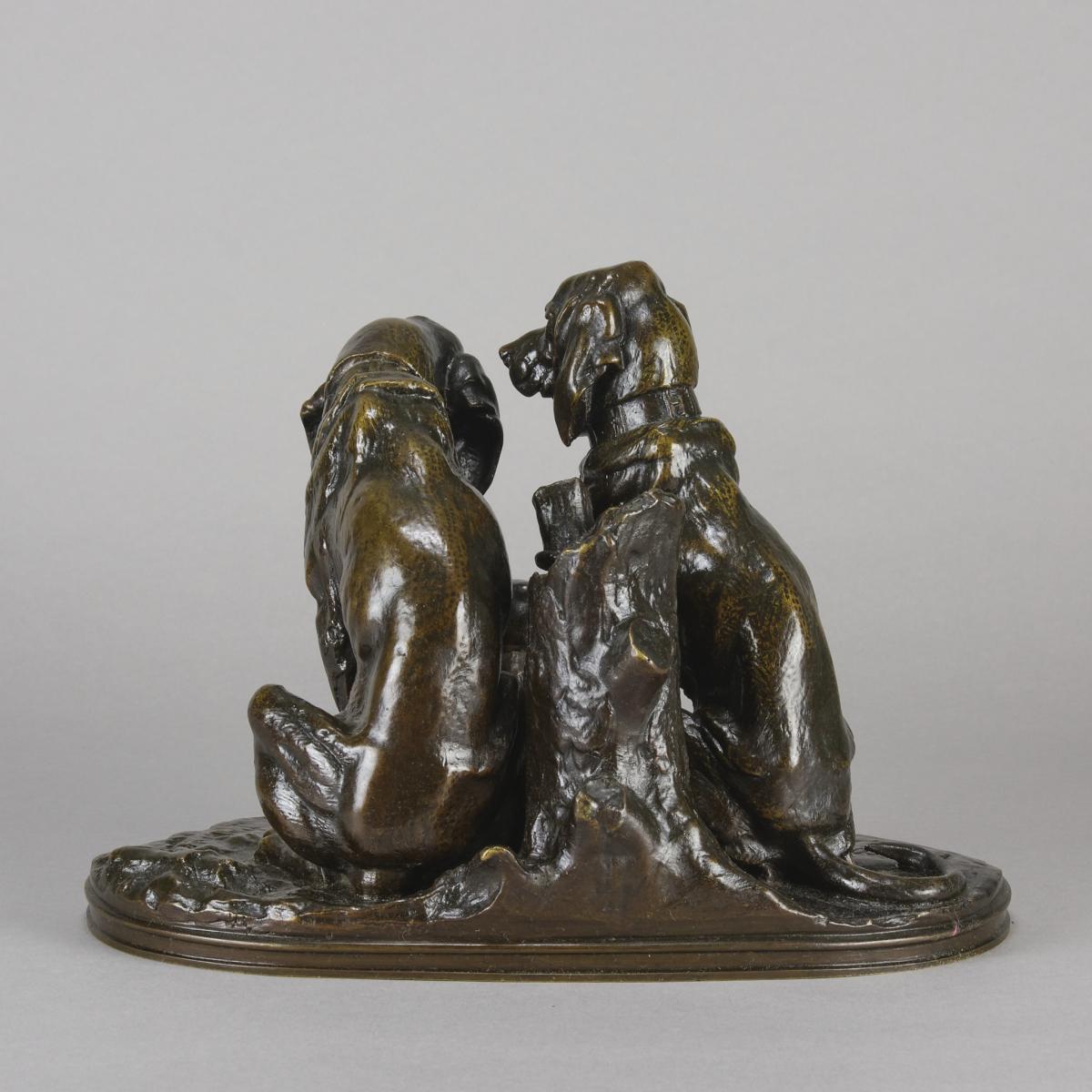 Late 19th Century Animalier Bronze entitled "Hound Family" by Alfred Jacquement
