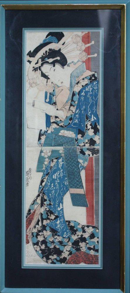 Woodblock print bijin-ga by Ikeda Eisen (1790-1845)