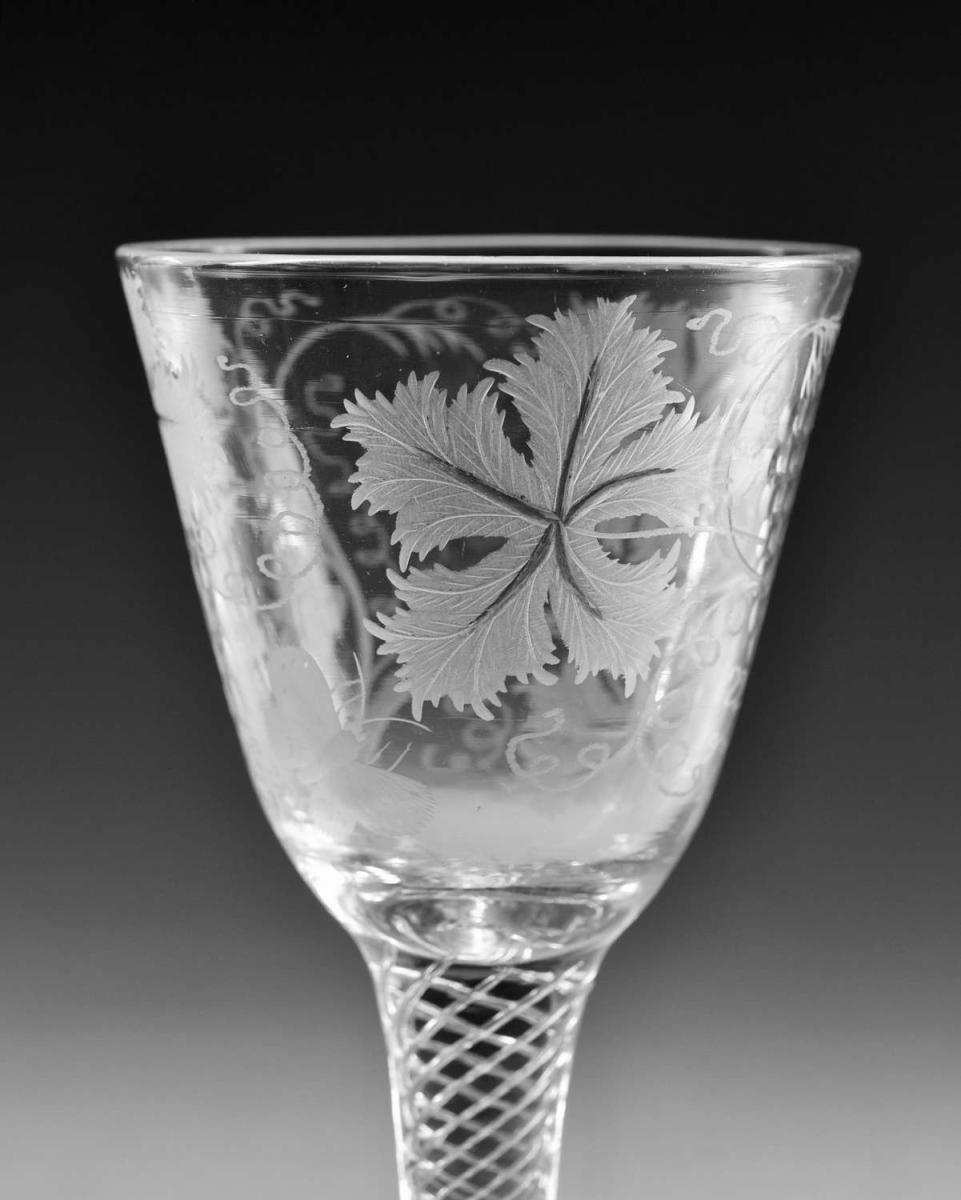 Antique glass composite stem wine goblet English circa 1750