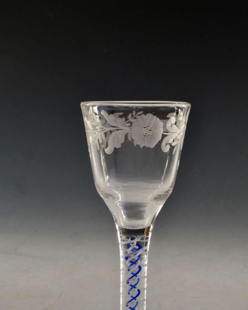 Antique glass blue colour twist English circa 1765
