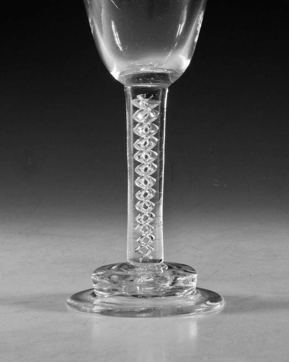 Antique glass wine goblet mercury twist English circa 1755